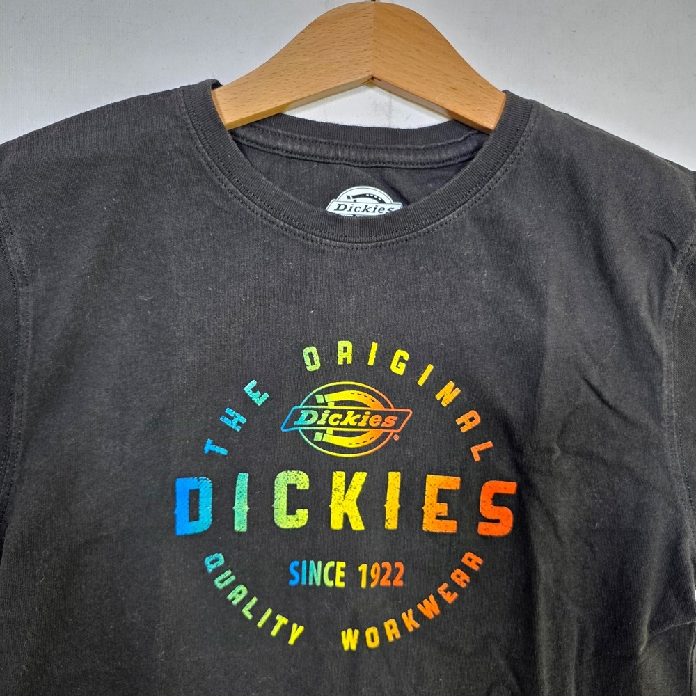 Dickies Graphic Tee Boys M 10/12 Black Rainbow Logo Original Quality Workwear
